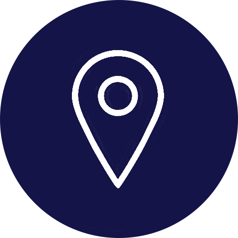 Dark blue circle with location marker
