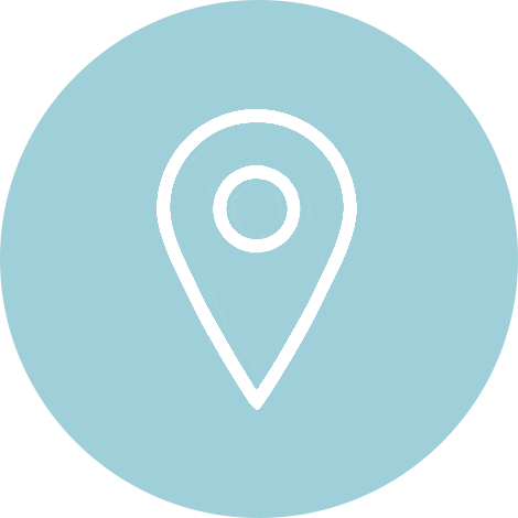 Light blue circle icon with map navigation symbol