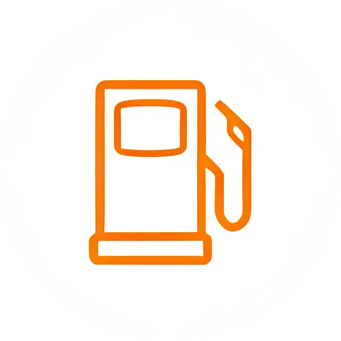 Fuel pump icon in orange circle
