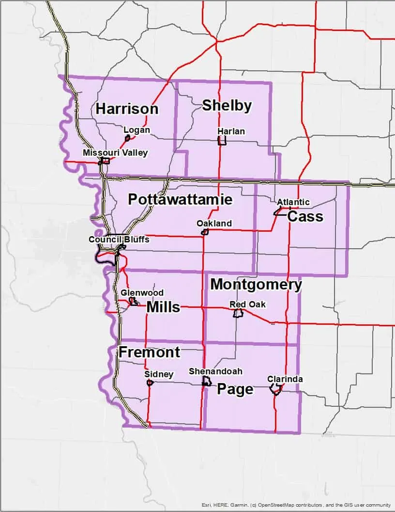 SWITA regional map (pink routes)