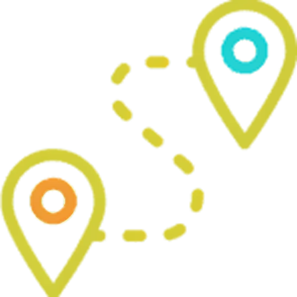 Travel route icon with two location pins